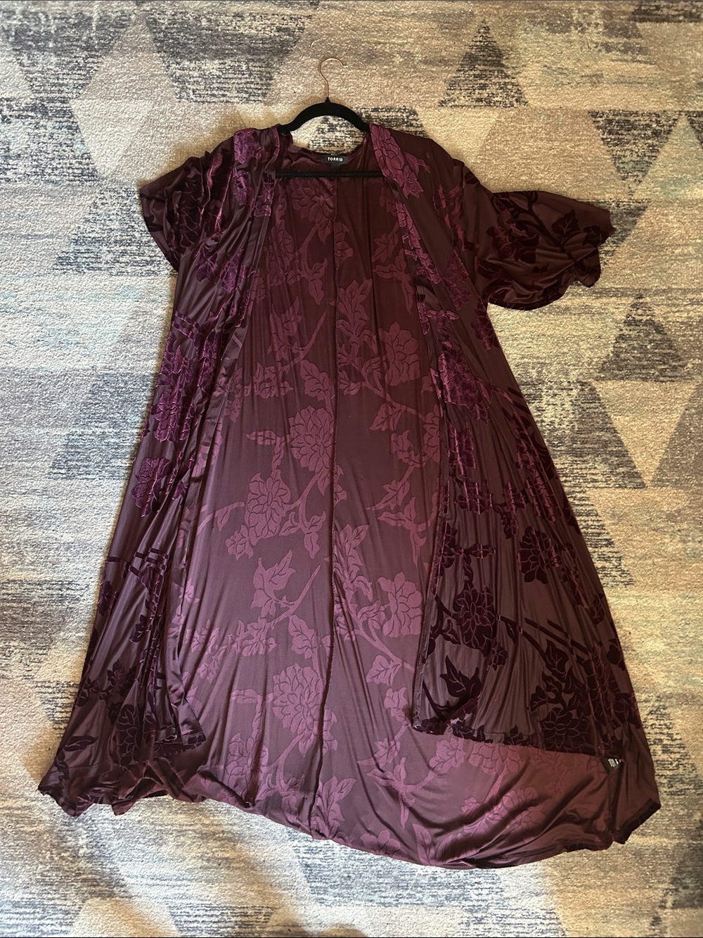 torrid Plum Floral Velvet Burnout Cardigan